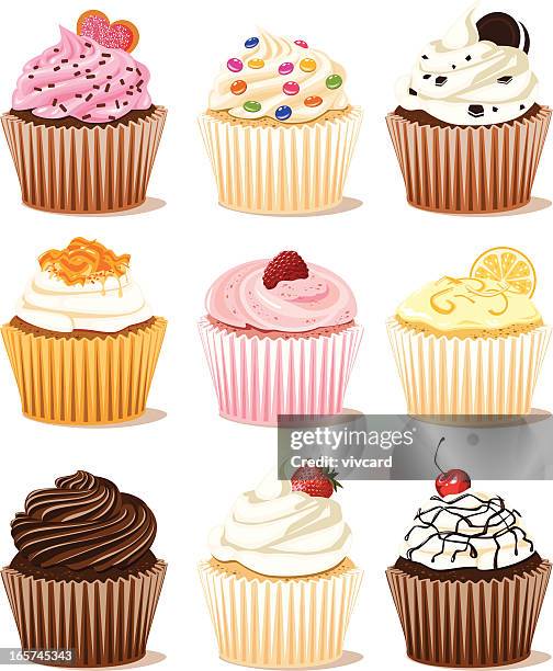 cupcakes - whipped food stock-grafiken, -clipart, -cartoons und -symbole