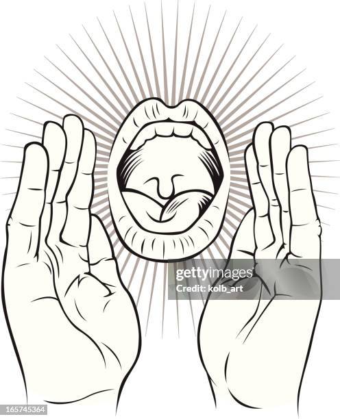 shouting mouth - little finger stock illustrations