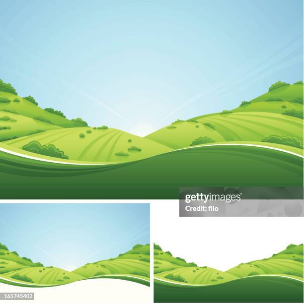 bildbanksillustrationer, clip art samt tecknat material och ikoner med fresh landscape - tapetrullar