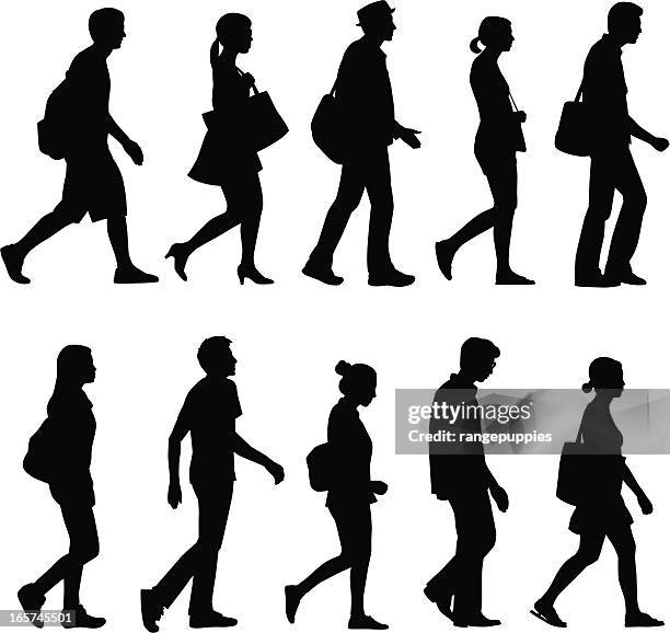 ilustrações de stock, clip art, desenhos animados e ícones de pessoas a caminhar - profile woman silhouette