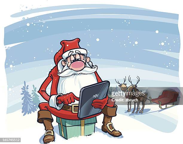 stockillustraties, clipart, cartoons en iconen met santa which looking through the gift list - funny christmas gift