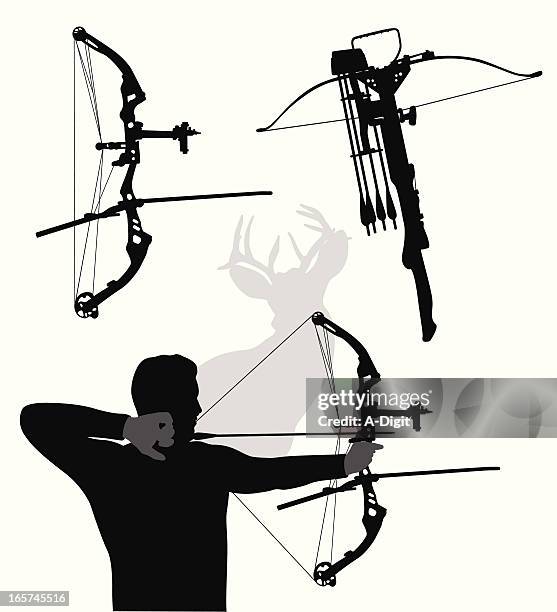 modern bows vector silhouette - archery 幅插畫檔、美工圖案、卡通及圖標