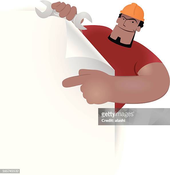 ilustrações, clipart, desenhos animados e ícones de mão segurando o papel e obstáculos mostrando algo pelo dedo indicador - engenheiro de manutenção