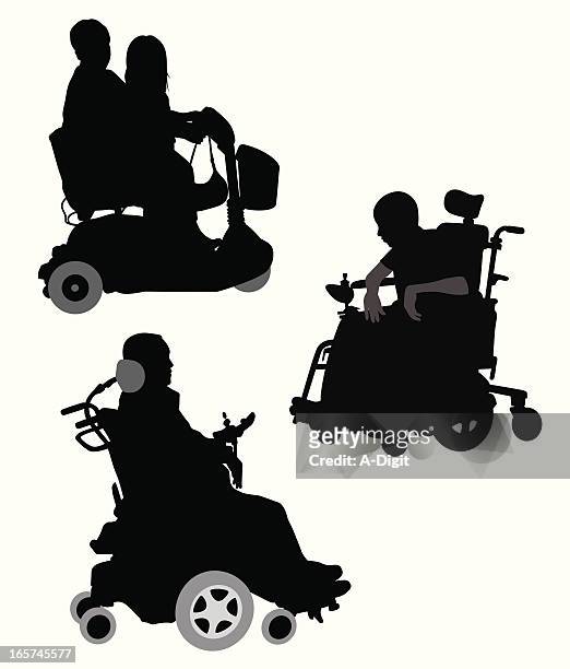 stockillustraties, clipart, cartoons en iconen met wheelchairs vector silhouette - paralysis