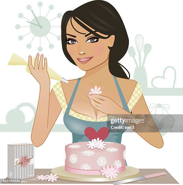 stockillustraties, clipart, cartoons en iconen met making a cake - making a cake