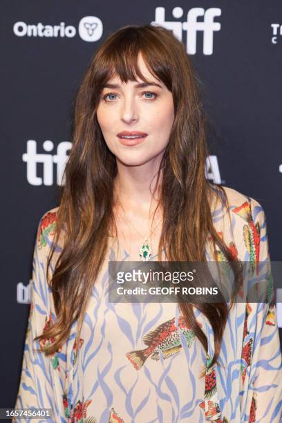 Actress Dakota Johnson arrives for the premiere of "Daddio" during the Toronto International Film Festival at the TIFF Bell Lightbox in Toronto,...