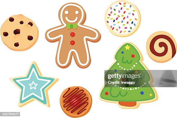 illustrazioni stock, clip art, cartoni animati e icone di tendenza di biscotti di natale - gingerbread cookie