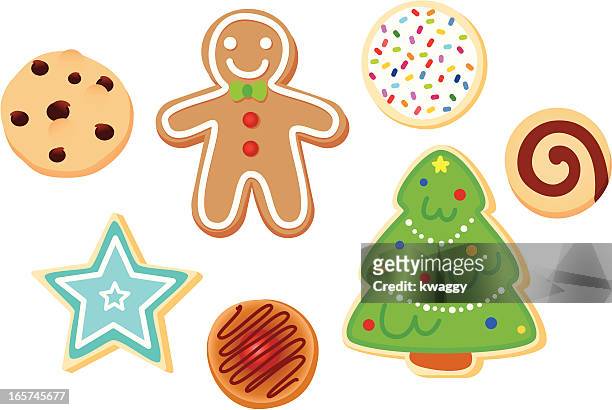 クリスマスのクッキー - ジンジャーブレッドマン点のイラスト素材／クリップアート素材／マンガ素材／アイコン素材