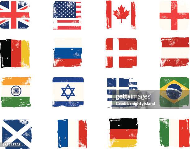 flagge block grunge-symbole - dänische flagge stock-grafiken, -clipart, -cartoons und -symbole