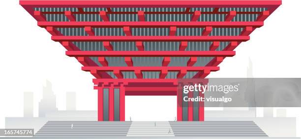 modern chinese pavilion - pavilion stock illustrations