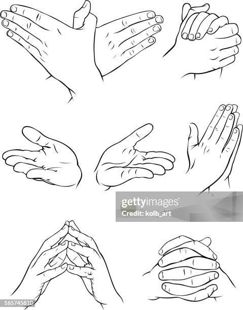 stockillustraties, clipart, cartoons en iconen met various hand forms 2 - handen ineengevouwen