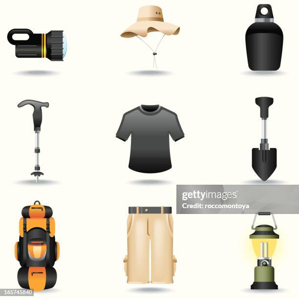 icon set, outdoor - sun hat stock illustrations