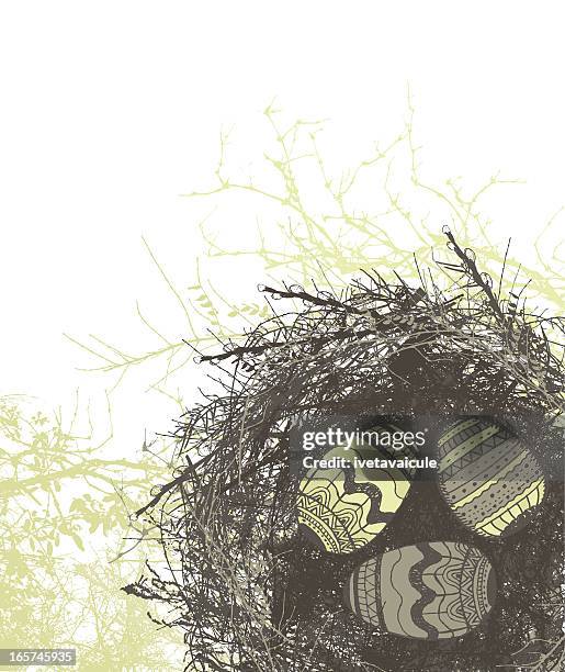 easter eggs - easter egg tree stock illustrations