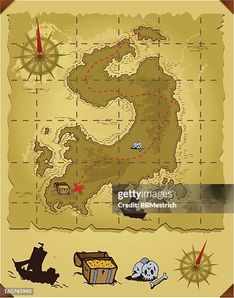 treasure map - vellum stock illustrations