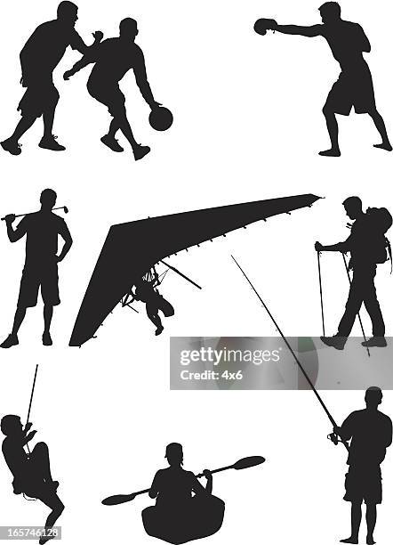 exhilarating sports and activities - hang gliding stock illustrations
