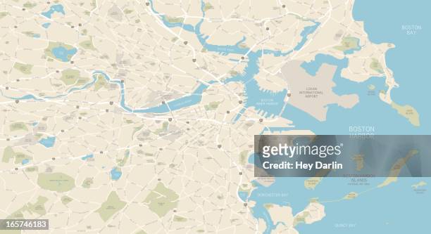 boston-karte - boston massachusetts stock-grafiken, -clipart, -cartoons und -symbole