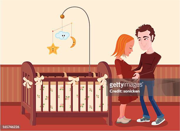 waiting for baby - childbirth father stock illustrations
