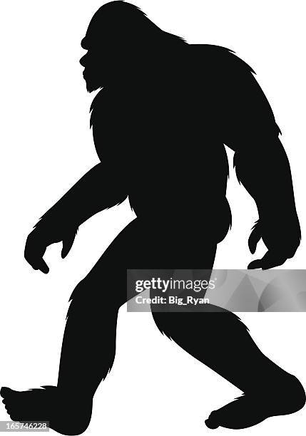 bigfoot silhouette - sasquatch walking stock illustrations