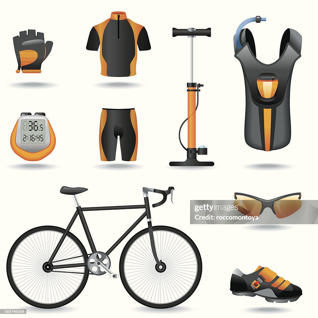 Orange and black cycling gear computer icons