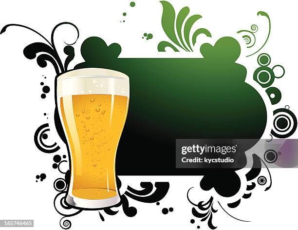 beer banner - overflowing glass stock illustrations