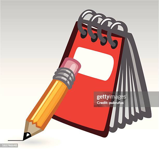 notepad and pencil - graphite stock illustrations