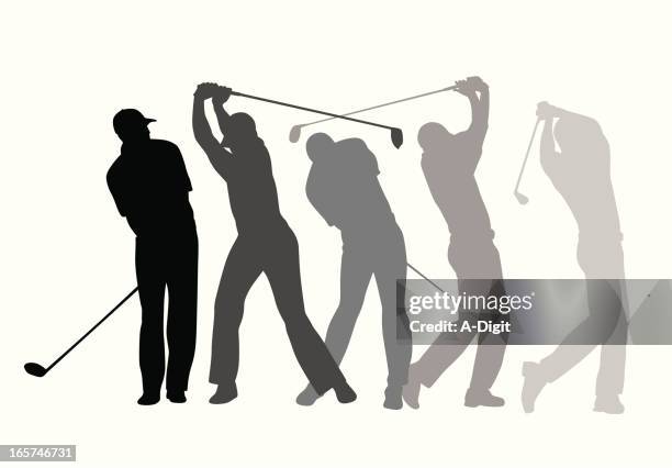 golf steps vector silhouette - follow through stock illustrations