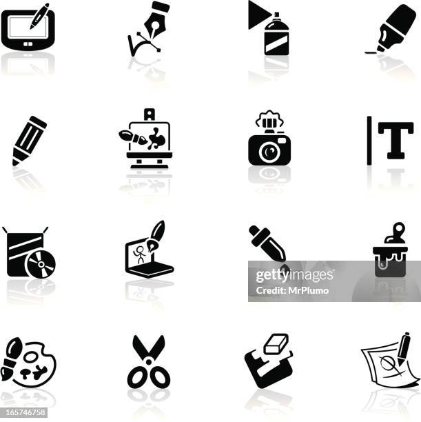 deep black series | graphic design icons - spray paint font stock illustrations