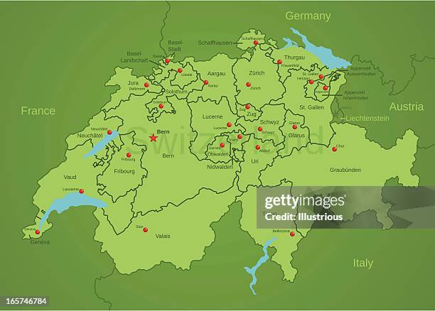 ilustrações, clipart, desenhos animados e ícones de suíça mapa que mostra cantons - kanton appenzell