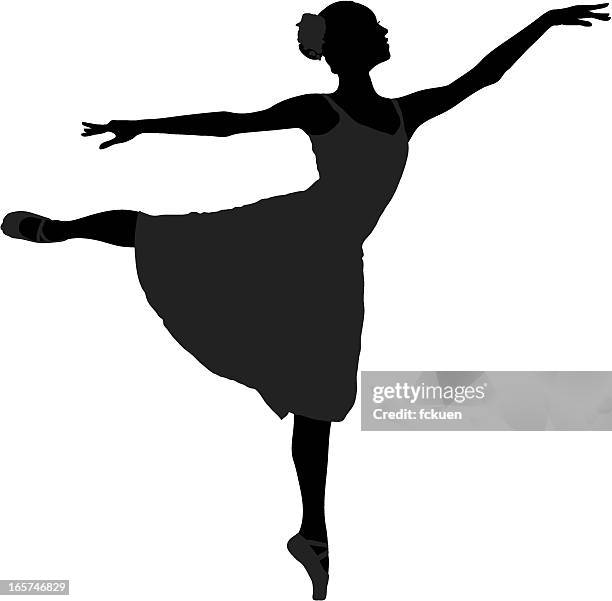 tänzerin silhouette - balletttänzer stock-grafiken, -clipart, -cartoons und -symbole