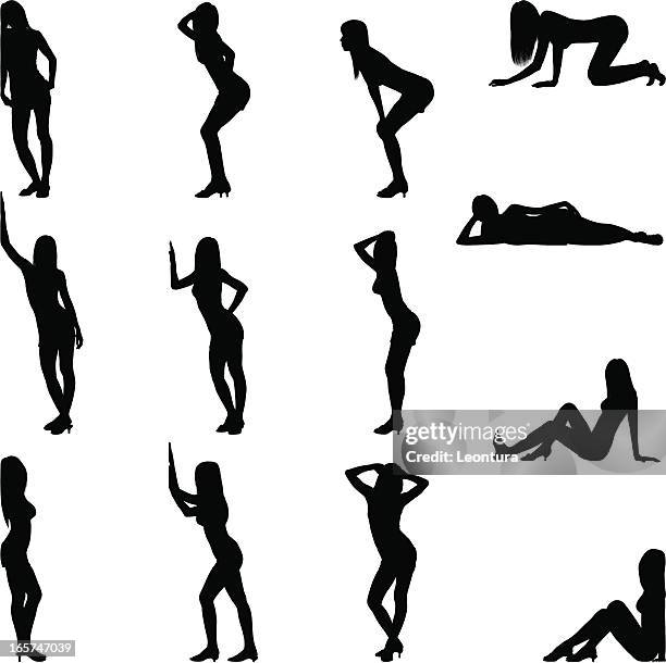 stockillustraties, clipart, cartoons en iconen met sexy poses - leunen