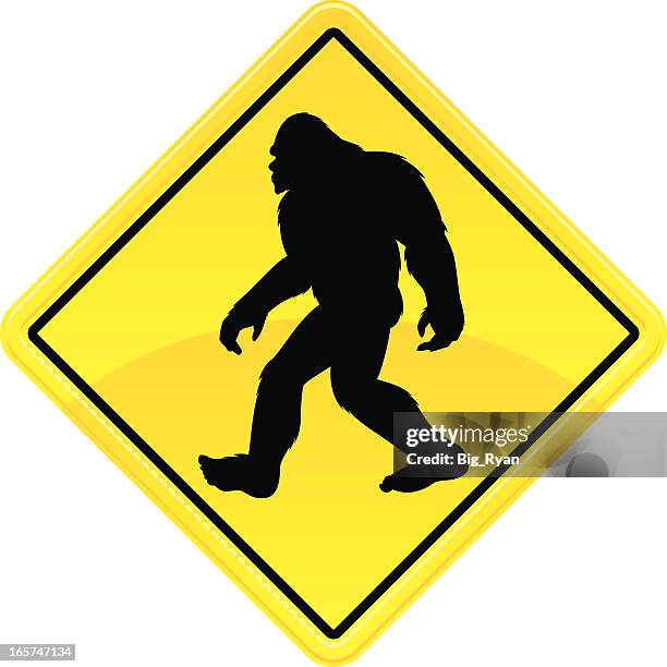 stockillustraties, clipart, cartoons en iconen met bigfoot crossing sign - yeti