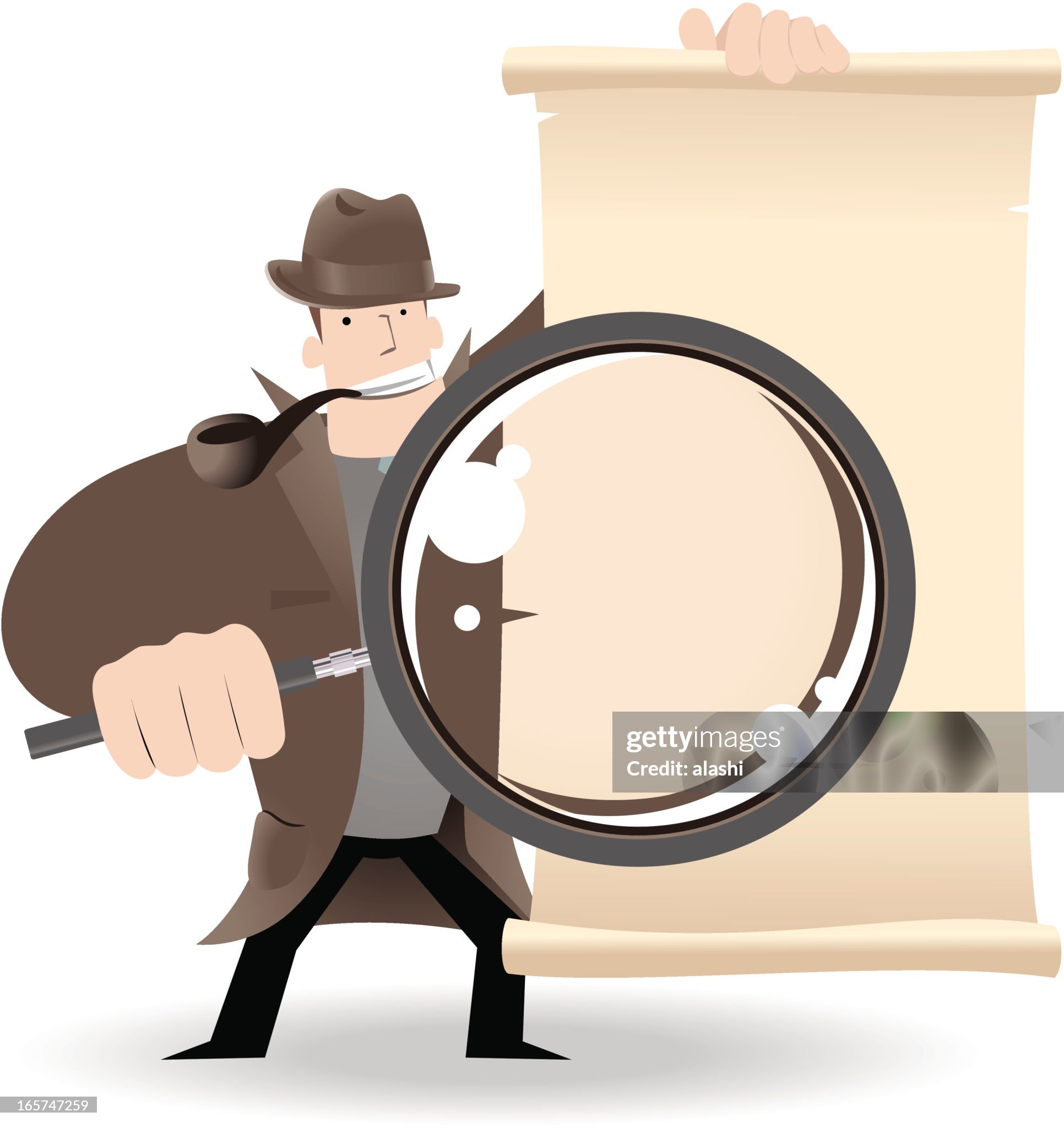 Detective Holding A Magnifier And Showing Something