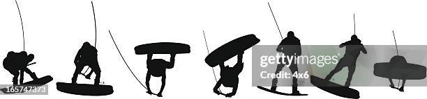 panoramablick über wakeboarding herren - wakeboarden stock-grafiken, -clipart, -cartoons und -symbole