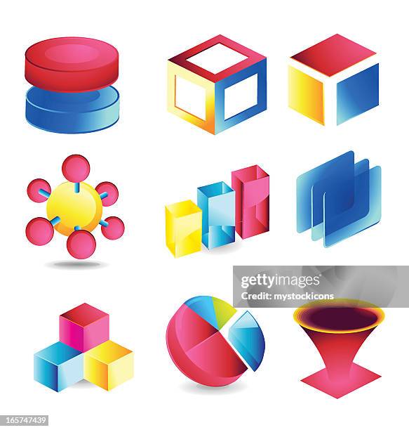 abstract icons - 3d pie chart vector icon stock illustrations