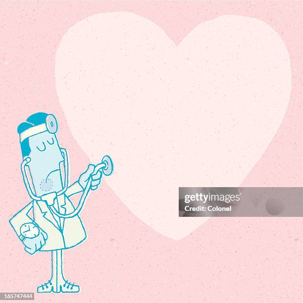 call the love doctor! - doctor listening to heart stock illustrations