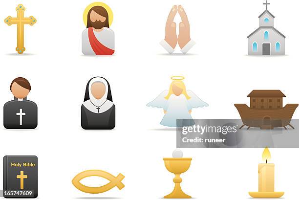 christianity icons | premium matte series - nun stock illustrations