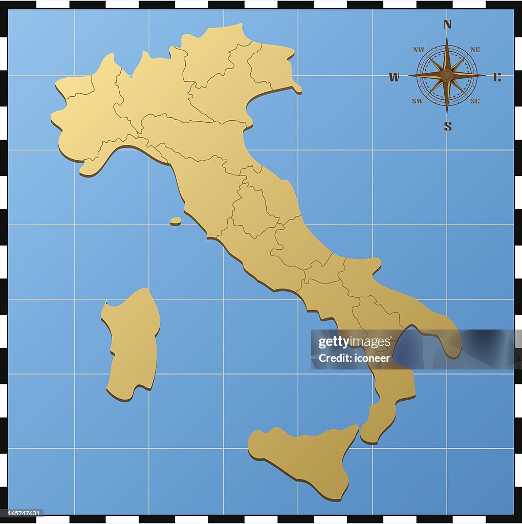 Map Rosa Italy Italy Map With Compass Rose High-Res Vector Graphic - Getty Images