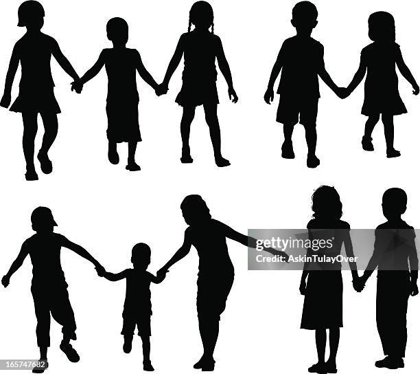 children holding hands - hand holding piece of cake stock illustrations