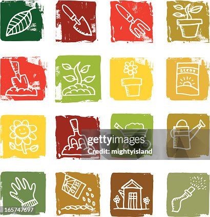 Bloque de iconos de jardinería Bloque de iconos de jardinería