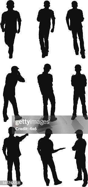 cool guy in different poses - runner from behind stock illustrations