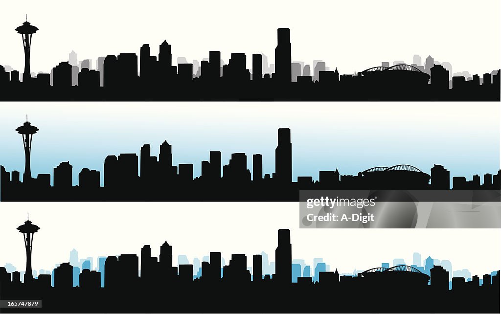 Skyline Blue Vector Silhouette
