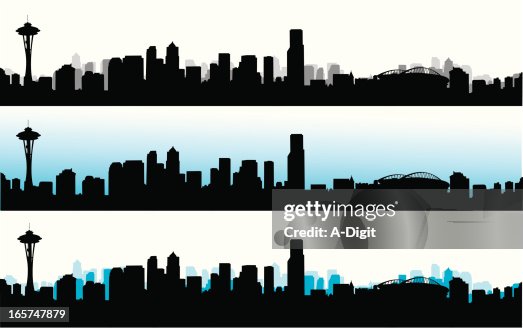 Skyline Blue Vector Silhouette Skyline Blue Vector Silhouette