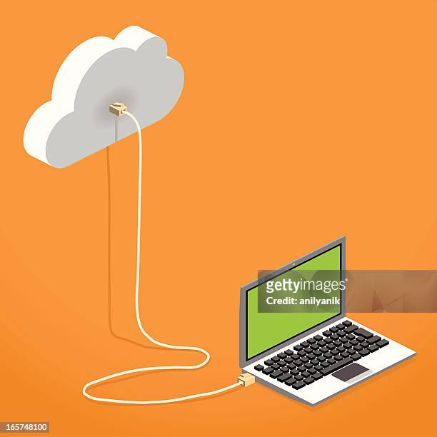 cloud computing - man and machine stock illustrations