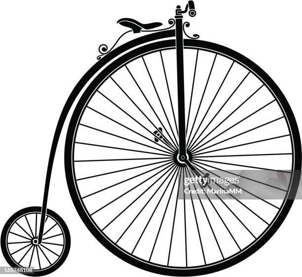 silhouette of retro bicycle - vintage bicycle stock illustrations