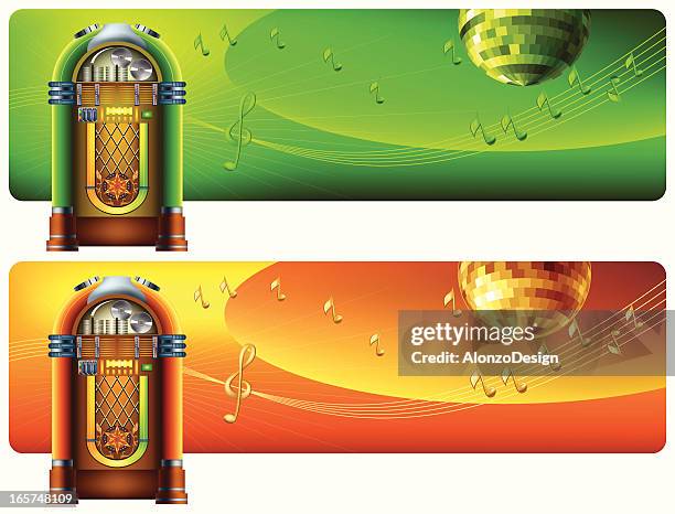 jukebox with banner - jukebox stock illustrations