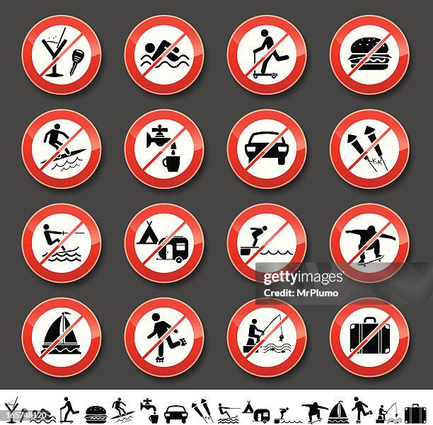prohibited signs - water skiing stock illustrations