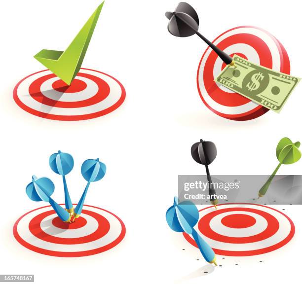 busines success concept - arrow missing target stock illustrations
