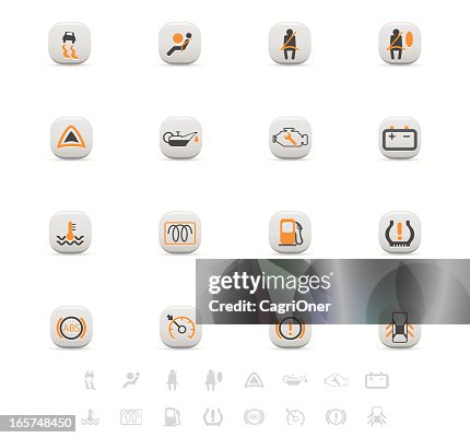Automobile dashboard warning signs icon set. Automobile dashboard warning signs icon set.