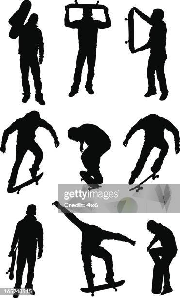 cool skateboarders skate boarding - skating vector stock illustrations