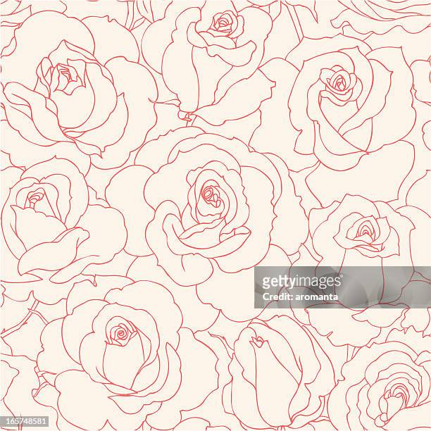 ilustraciones, imágenes clip art, dibujos animados e iconos de stock de sin costuras rosas - rose flower